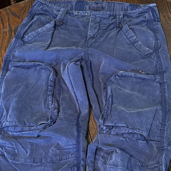 We The Free Can't Compare Slouch Pants Womens XS  Zip Pockets Buckle Cargo Blue - Picture 9 of 16